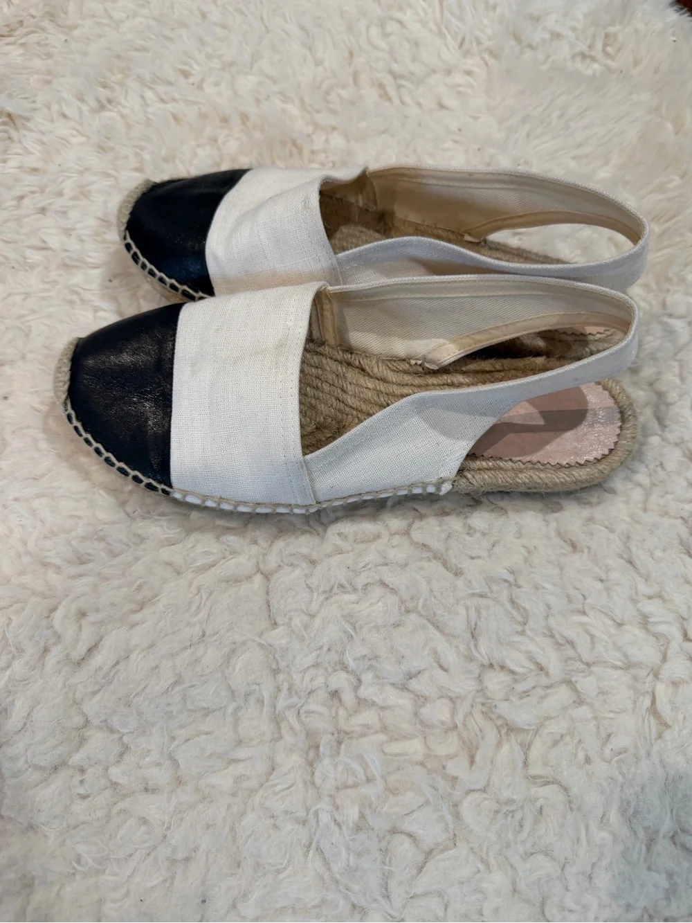 J. Crew Two-Tone Canvas Slingback Espadrilles in White and Black